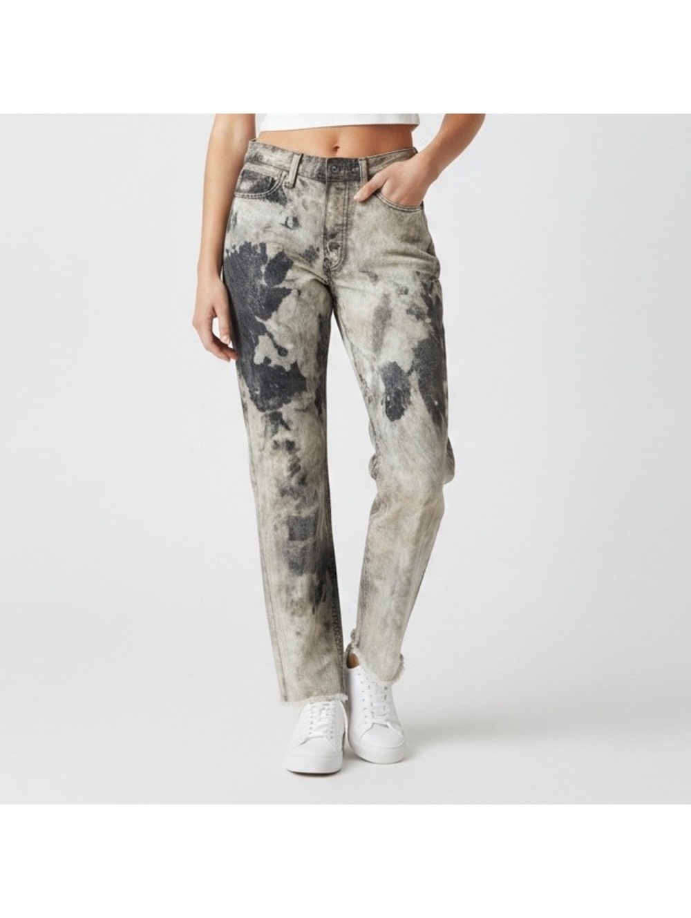 Noend grunge acid wash 90s relaxed straight raw hem ankle 29 skater